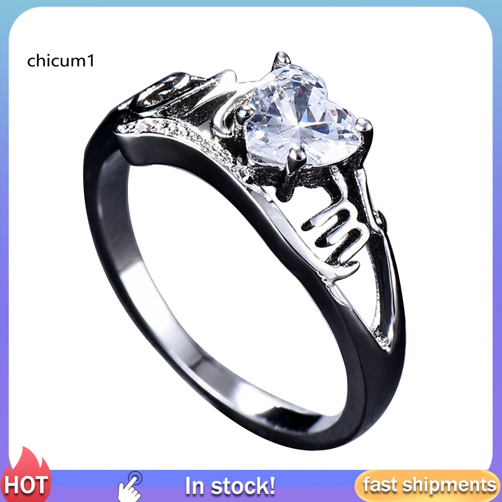 Nhẫn Dát Đá Zirconia Hình Trái Tim Thời Trang Cho Mẹ