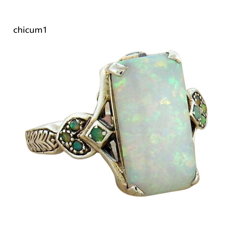 Nhẫn Hình Vuông Đính Đá Nhân Tạo Phong Cách Vintage Thời Trang Cho Nữ