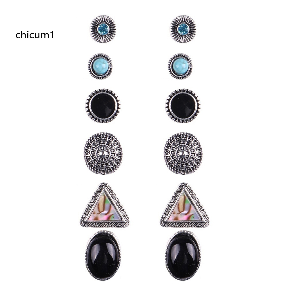 Set 6 Cặp Hoa Tai Phong Cách Bohemian Cổ Điển Cho Nữ