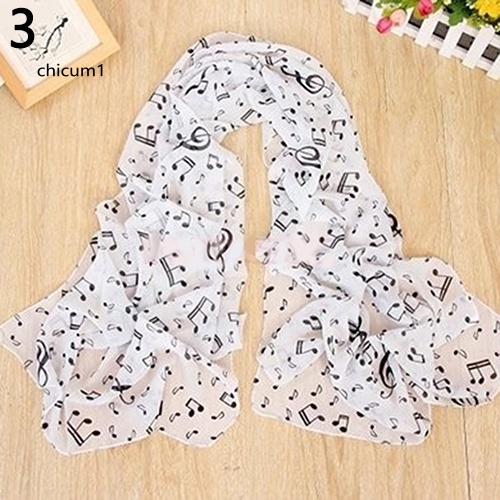Khăn Choàng Lụa Chiffon Mềm Mại In Họa Tiết Nốt Nhạc Phong Cách Hàn Quốc Cho Nữ