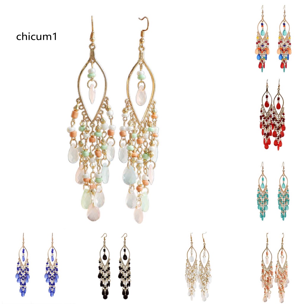 1 Cặp Bông Tai Hợp Kim Tua Rua Phong Cách Dân Tộc Duyên Dáng Dành Cho Nữ