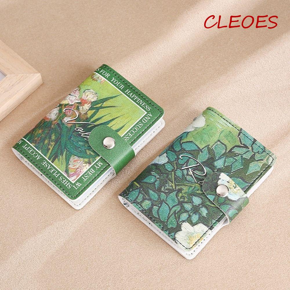 CLEOES Ví Da PU Nhiều Ngăn Đựng Thẻ Đa Năng In Họa Tiết Hoa Xinh Xắn Cho Nữ