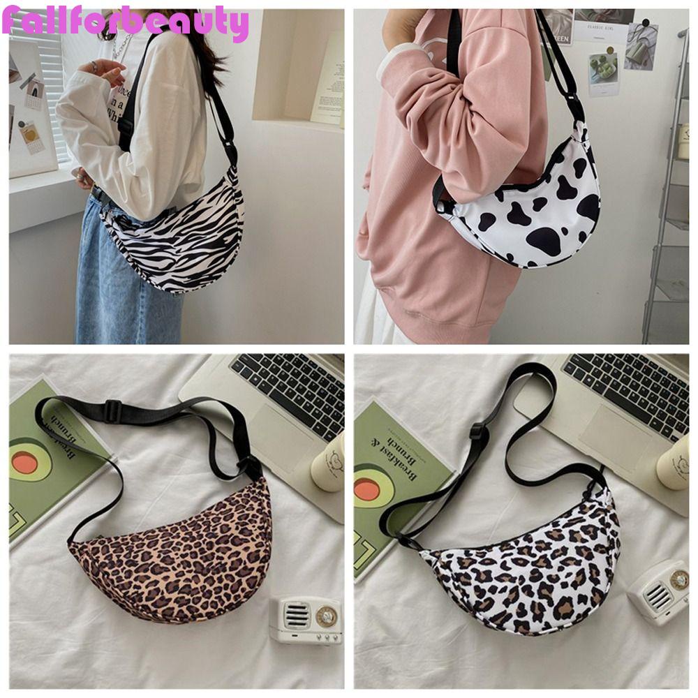 FALLFORBEAUTY Túi Đeo Dưới Cánh Tay Họa Tiết Da Báo / Bánh Bao / Kẻ Sọc / Chấm Bi Dễ Thương Dùng Mua