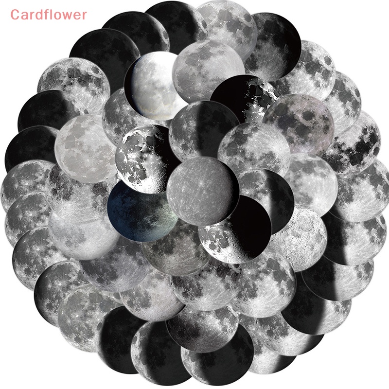 Bộ 50 Miếng Dán Trang Trí Hình Mặt Trăng Đen Trắng Độc Đáo