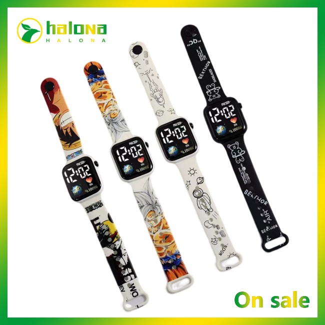 Đồng Hồ Điện Tử Đeo Tay Mặt Vuông Có Đèn Led In Hoạt Hình Halo Dành Cho Học Sinh