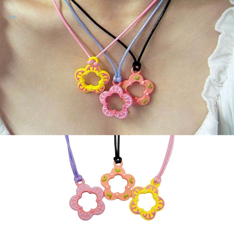 Vòng Cổ Choker Bằng Acrylic Mặt Hoa Đơn Giản Ngọt Ngào Thời Trang