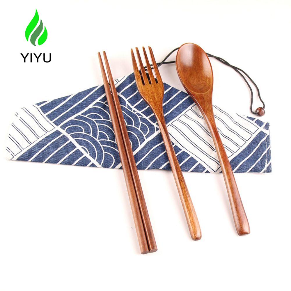 YIYU Túi Vải Đựng Muỗng Đũa Nĩa Phong Cách Retro Có Thể Tái Sử Dụng