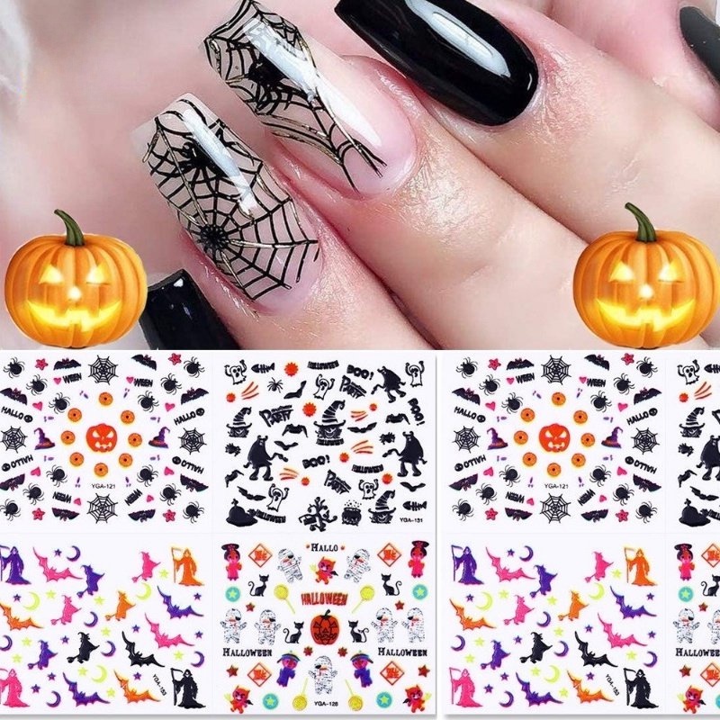 Set 24 Tấm Nhãn Dán Trang Trí Móng Tay Họa Tiết Hoạt Hình Sáng Tạo DIY