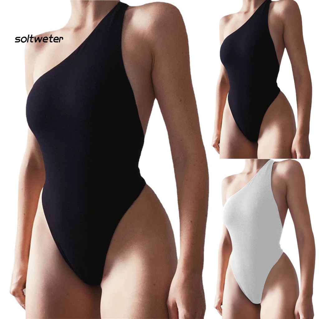 Bộ Đồ Bơi Một Mảnh Màu Trơn Trễ Vai Gợi Cảm Cho Nữ