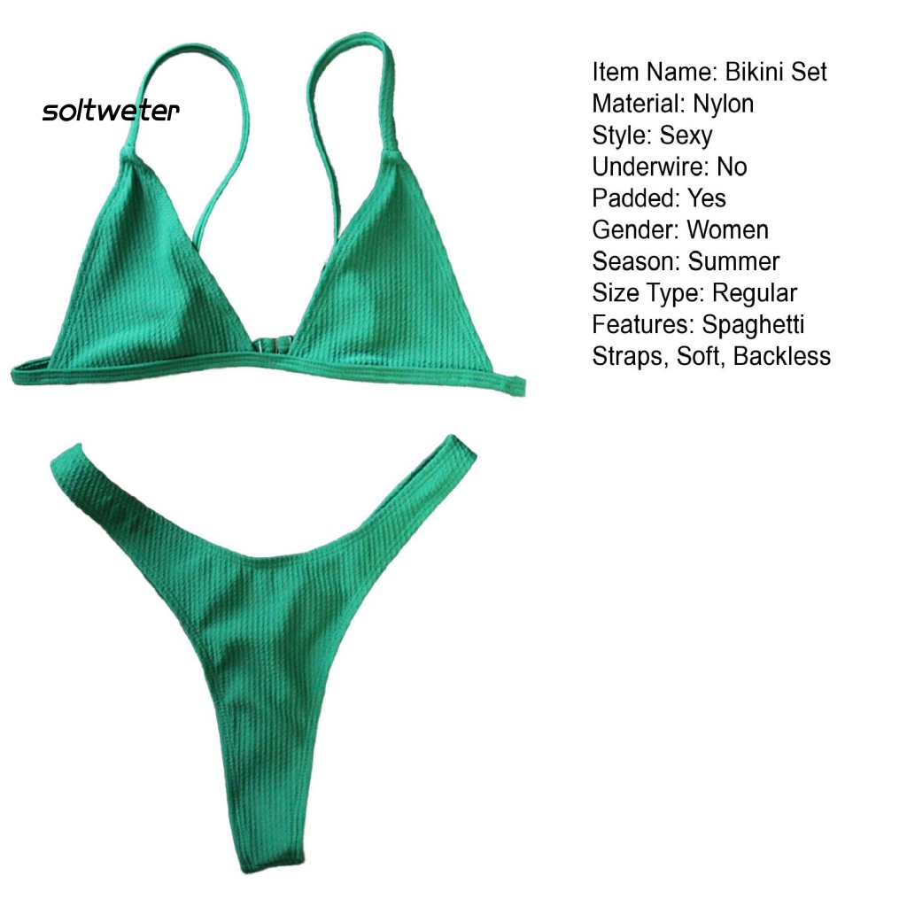 Bộ Đồ Bơi 2 Mảnh Cổ Chữ V Khoét Sâu Nhanh Khô Có Đệm Mút Dành Cho Nữ