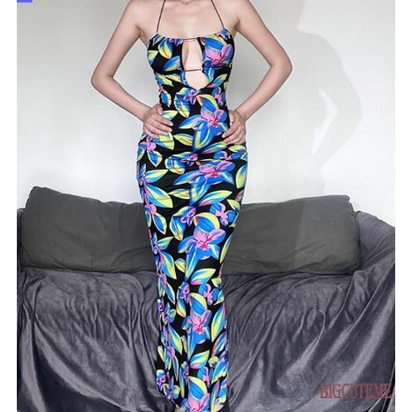 Đầm Dài Không Tay Hở Lưng In Họa Tiết Hoa Thời Trang Mùa Hè Cho Nữ