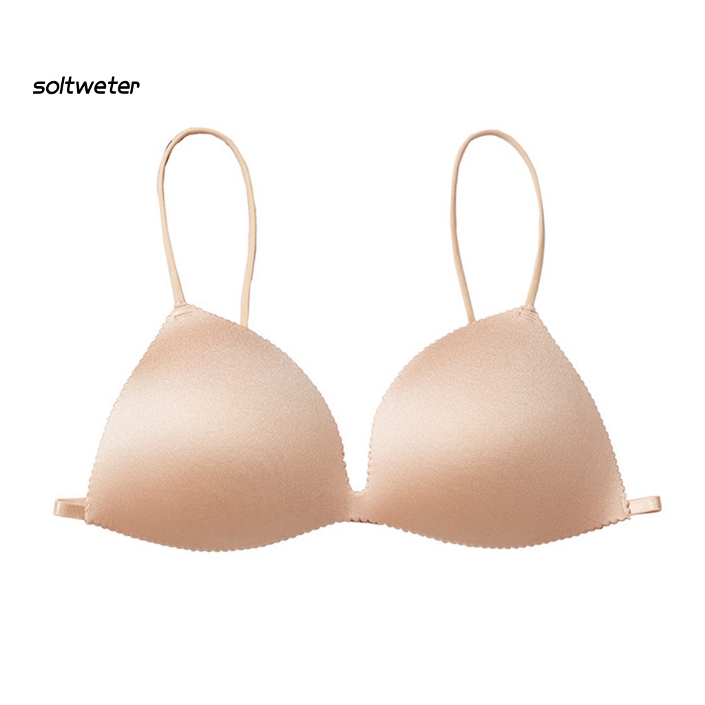 St Áo Ngực Hai Dây Mỏng Liền Mạch Màu Trơn Không Đường May Thoáng Khí Có Dây Đeo Vai Trong Dành Cho Nữ