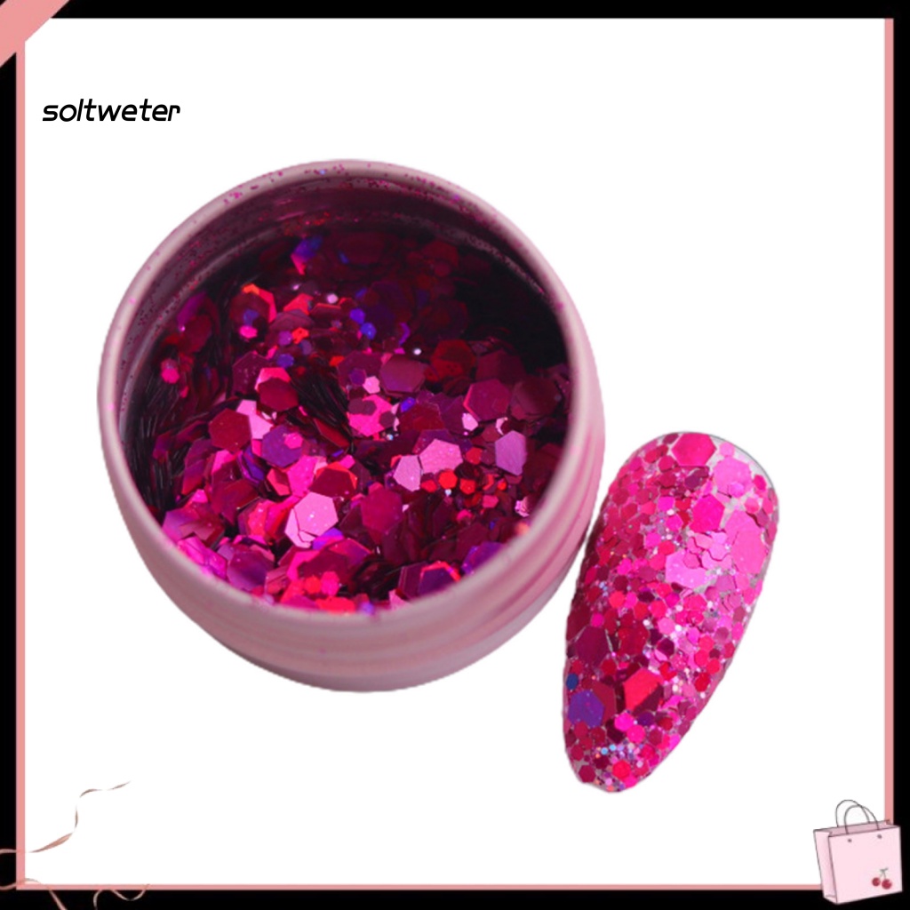 Hộp Sequin Lục Giác Siêu Mỏng Lấp Lánh Trang Trí Móng Tay Nghệ Thuật Charms