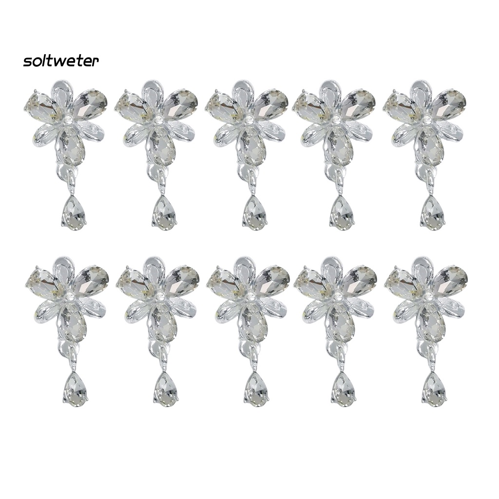 Bộ 10 Phụ Kiện Trang Trí Móng Tay Tạo Hiệu Ứng 3D Lấp Lánh Bằng Hợp Kim