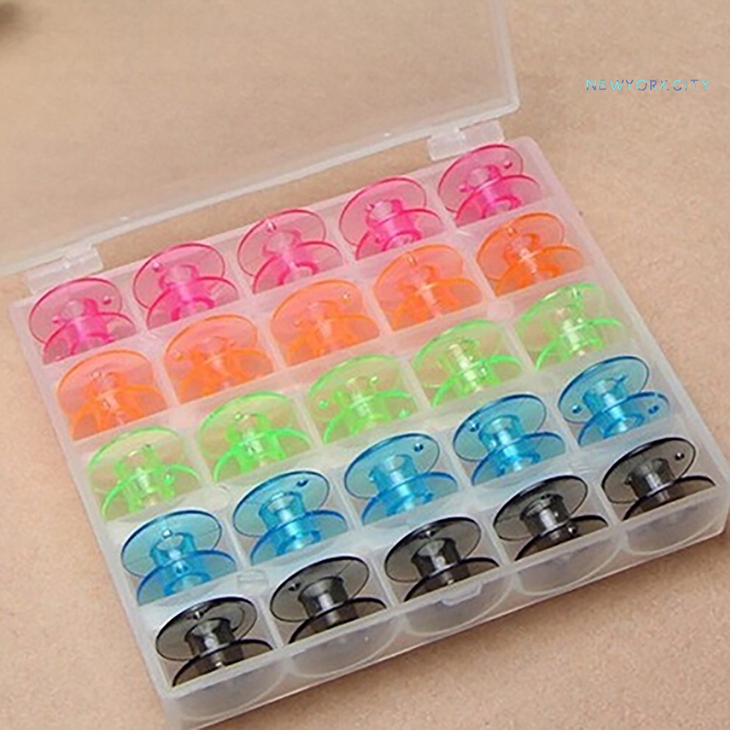 Hộp 25 Suốt Chỉ Bằng Nhựa Nhiều Màu Sắc