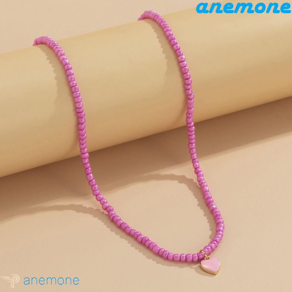 ANEMONE Vòng cổ Mặt Trái Tim Đính Hạt Nhiều Màu Sắc