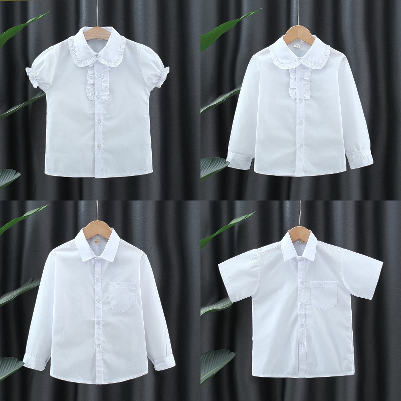 Áo Sơ Mi Trắng Đồng Phục Học Sinh Cho Bé Trai Bé Gái