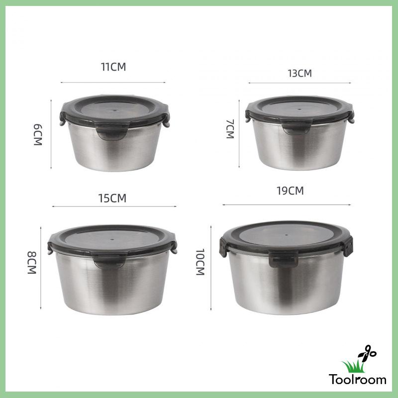 Hộp Đựng Thức Ăn Bằng Thép Không Gỉ Gọn Nhẹ Có Nắp Đậy Có Thể Xếp Chồng Lên Nhau Dùng Cho Tủ Lạnh / Lò Vi