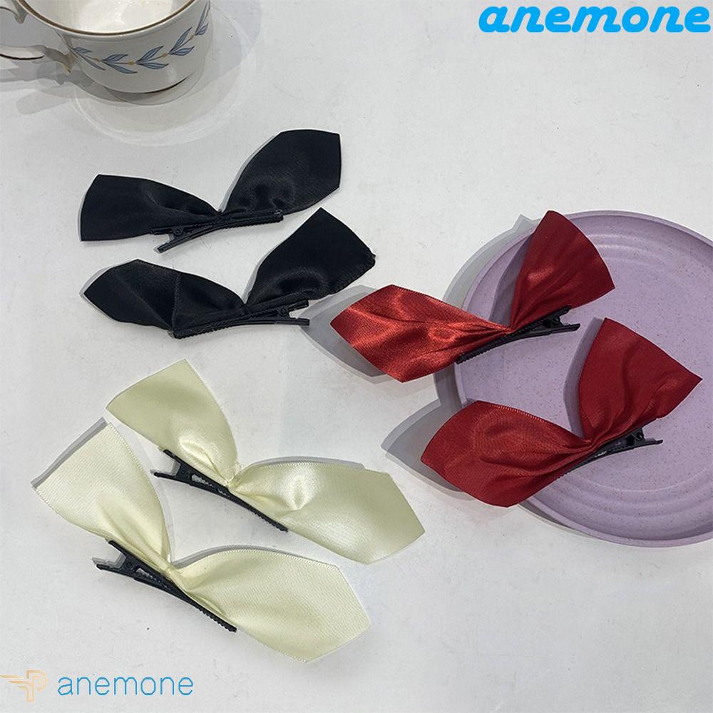 ANEMONE Kẹp Tóc Nơ Bằng Lụa Satin Phong Cách Hàn Quốc Dễ Thương Dành Cho Bé Gái