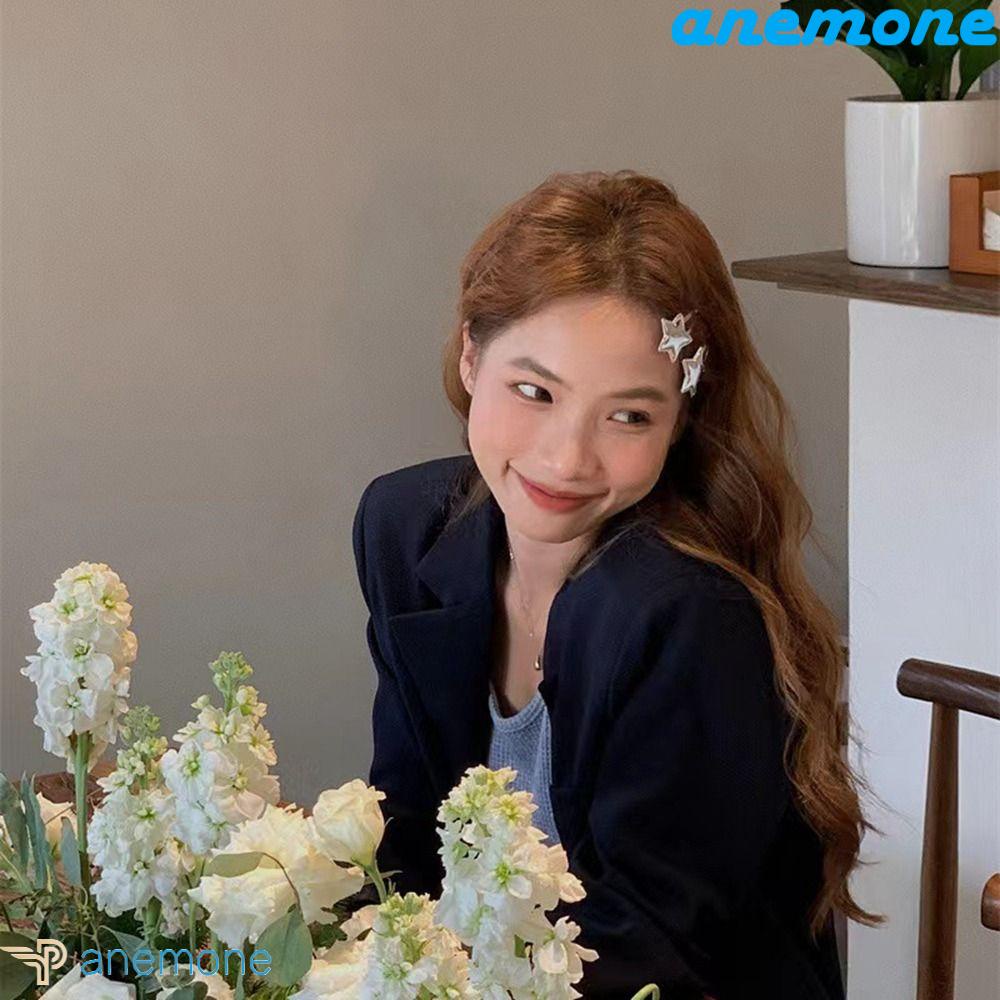 ANEMONE Kẹp Tóc Hình Ngôi Sao Năm Cánh Bằng Bạc y2k Dễ Thương Cho Nữ