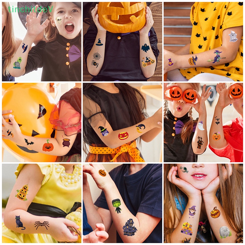 Bộ 10 Hình Xăm Dán Chống Nước Phong Cách Halloween Dành Cho Trẻ Em