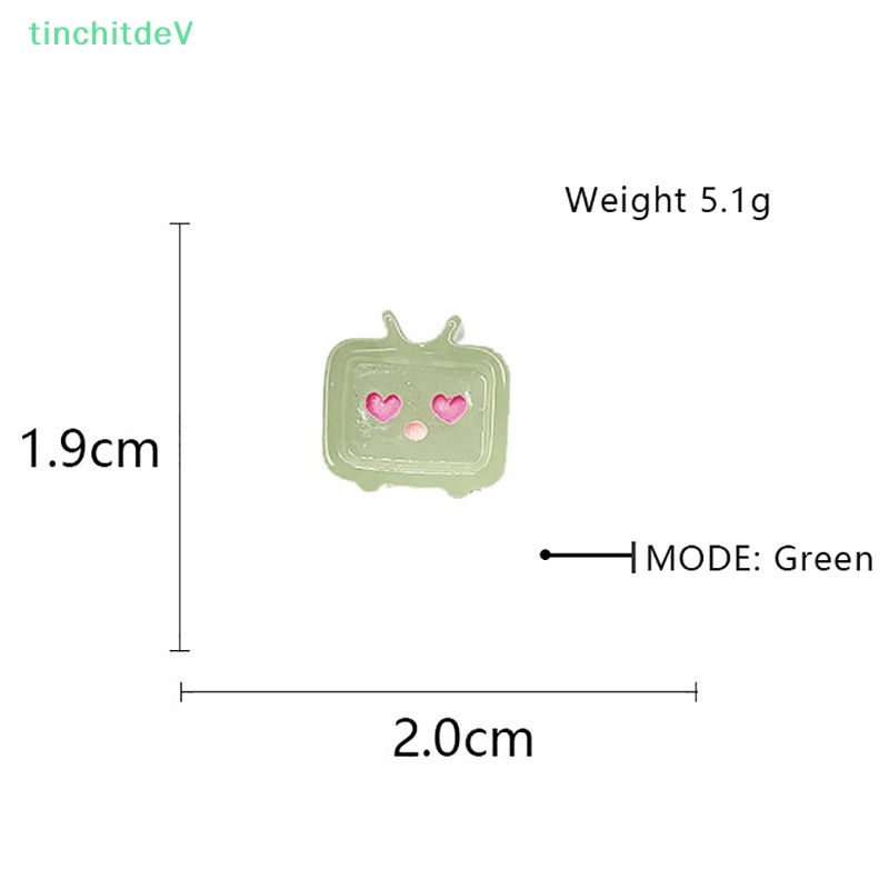 [TinchitdeV] Bộ 5 Miếng Dán Resin Cabochons Mặt Phẳng Hình TV Phát Sáng Kawaii DIY Đa Dạng