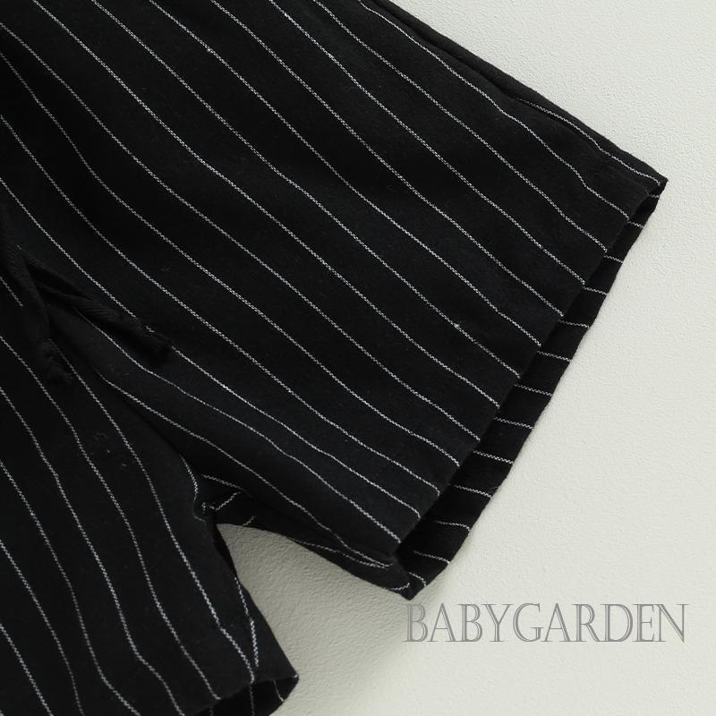 Set Áo Sơ Mi Trắng Ngắn Tay Cổ Tròn + Quần Short Lưng Thun Họa Tiết Kẻ Sọc Màu Sắc Thời Trang Mùa Hè Cho Bé Trai 4-7 Tuổi