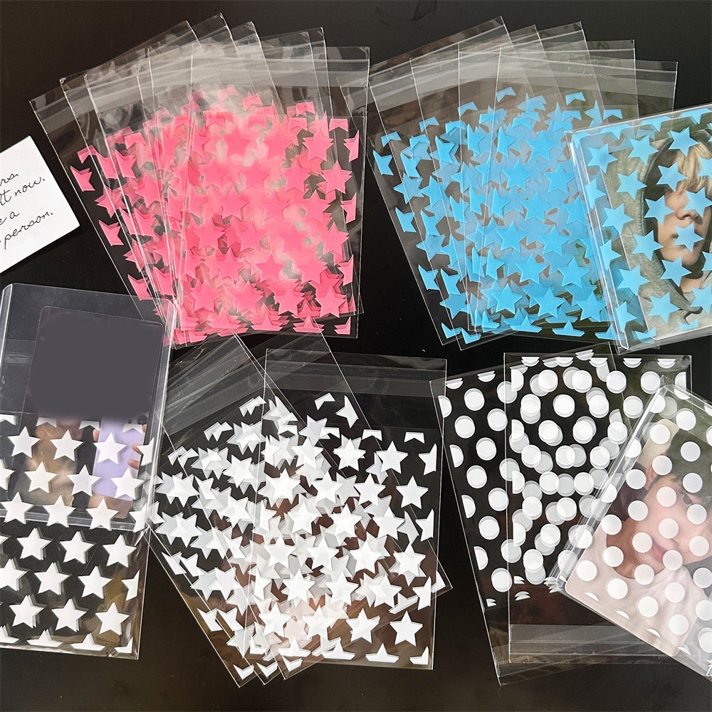 Set 50 Giá Đỡ Ảnh / Thẻ In Họa Tiết Chấm Bi / Ngôi Sao / Tròn Độc Đáo Trang Trí