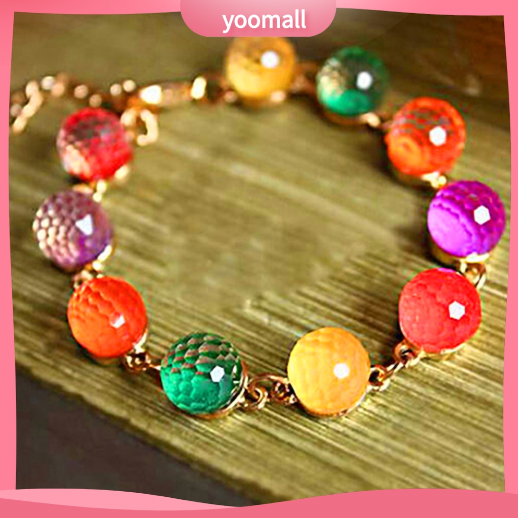 Vòng Tay Chuỗi Hạt Tròn Màu Sắc Ngọt Ngào Thời Trang Cho Nữ