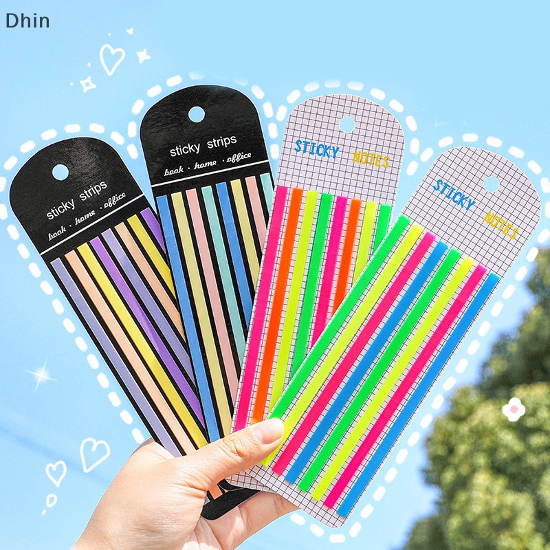 [Dhin] 160Pcs/Set Color Fluorescence Stickers Transparent Fluorescent Index Tabs Flags Sticky Note Stationery Children Gifts School Office Supplies COD