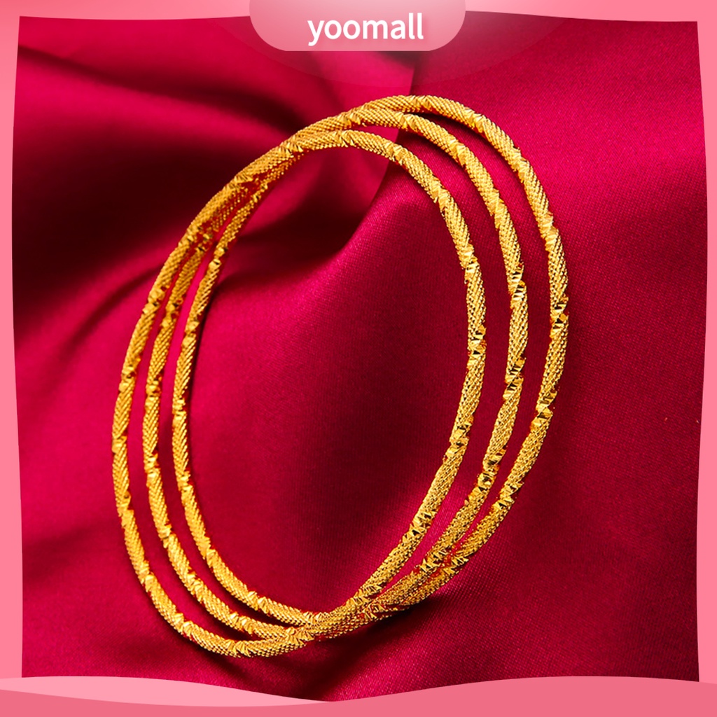 [YM] Set 3 Vòng Tay Bắt Mắt Màu Vàng Đồng Thau Tinh Tế Quyến Rũ Tinh Tế Hằng Ngày Cho Nữ Giới