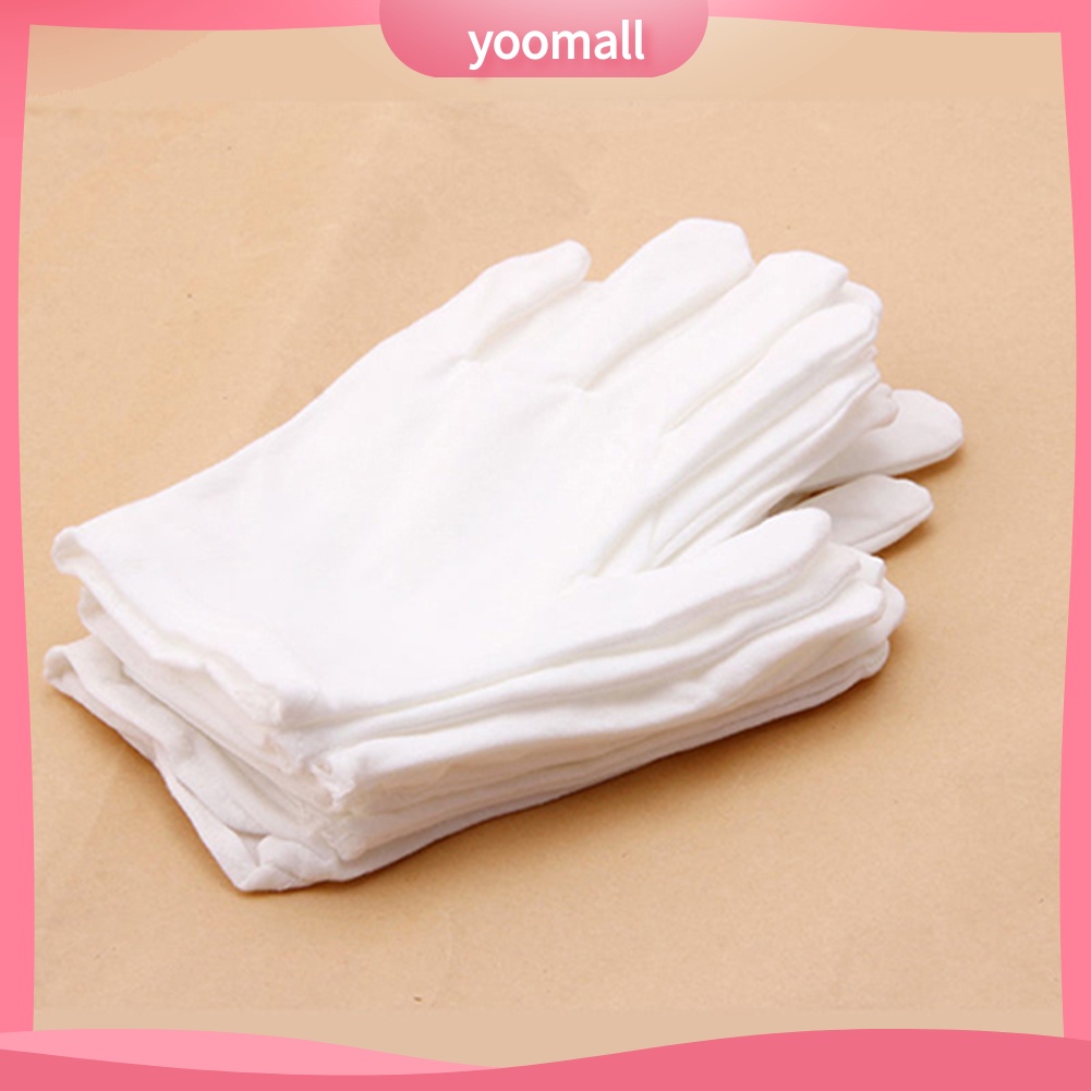 [YM] 12 Đôi Găng Tay Cotton Màu Trắng Kiểm Tra Trang Sức Công Sở