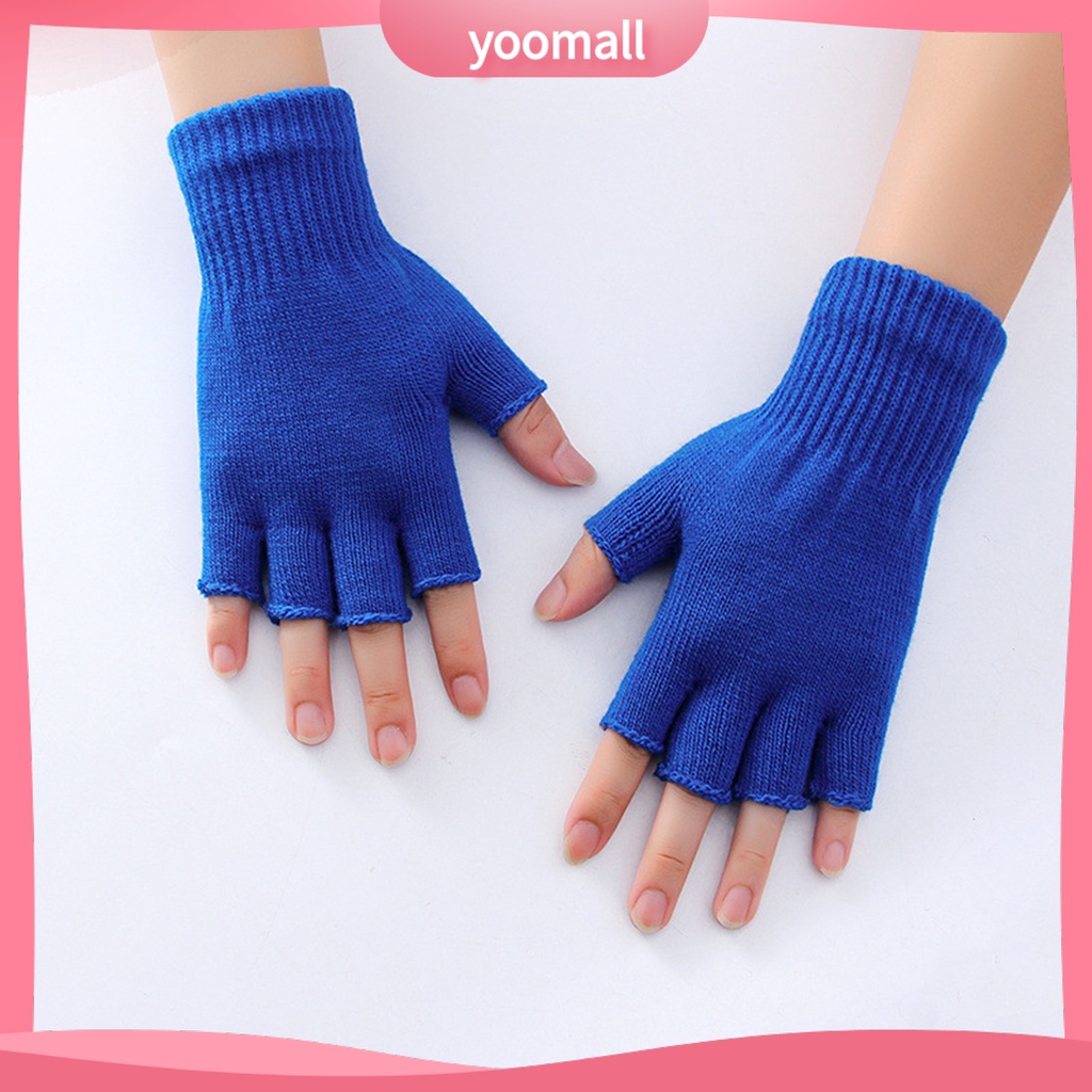 1 Đôi Găng Tay Hở Ngón Bằng Sợi Acrylic Mềm Mại Co Giãn Giữ Ấm Thoải Mái Dành Cho Nữ
