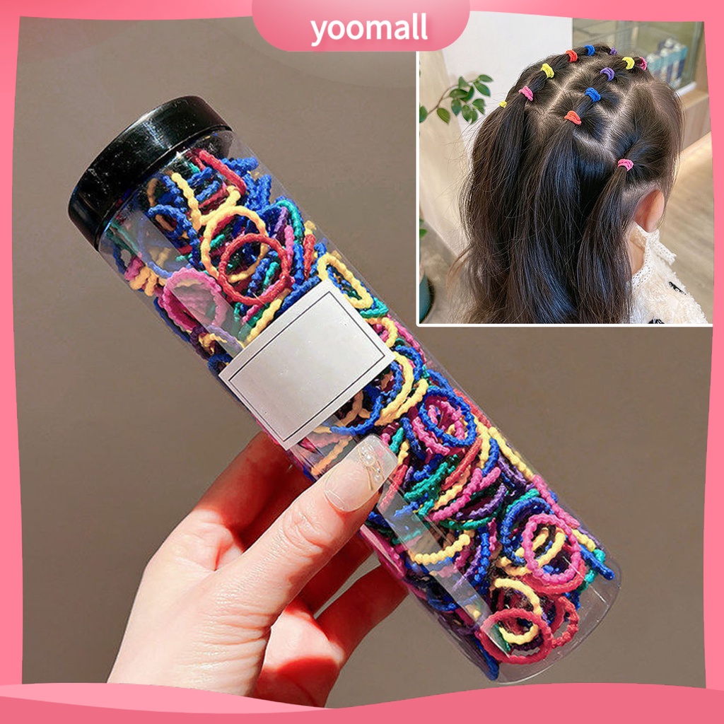 Bộ 300 Dây Cột Tóc Co Giãn Tốt Không Đau Không Làm Tổn Thương Tóc Đuôi Ngựa Cho Bé