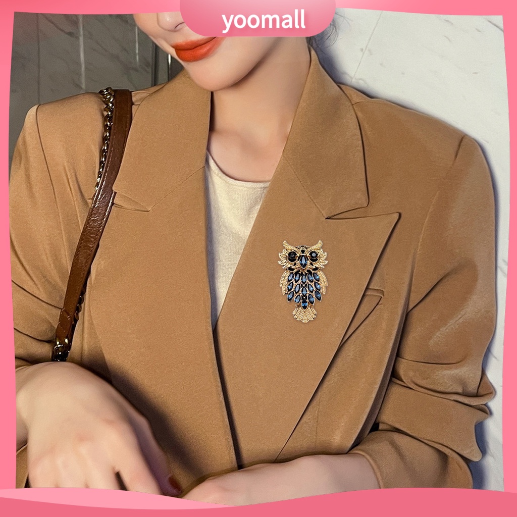 Ghim Cài Áo Hình Chim Cú Đính Đá Phong Cách Vintage Thời Trang