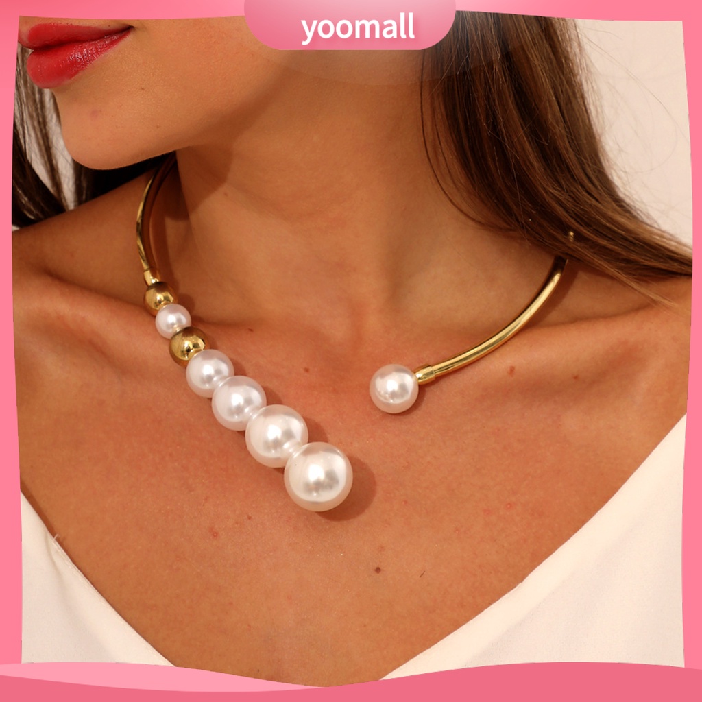 [YM] Vòng Cổ Choker Ngọc Trai Nhân Tạo Bề Mặt Bóng Thoải Mái Dễ Mặc Cho Đám Cưới