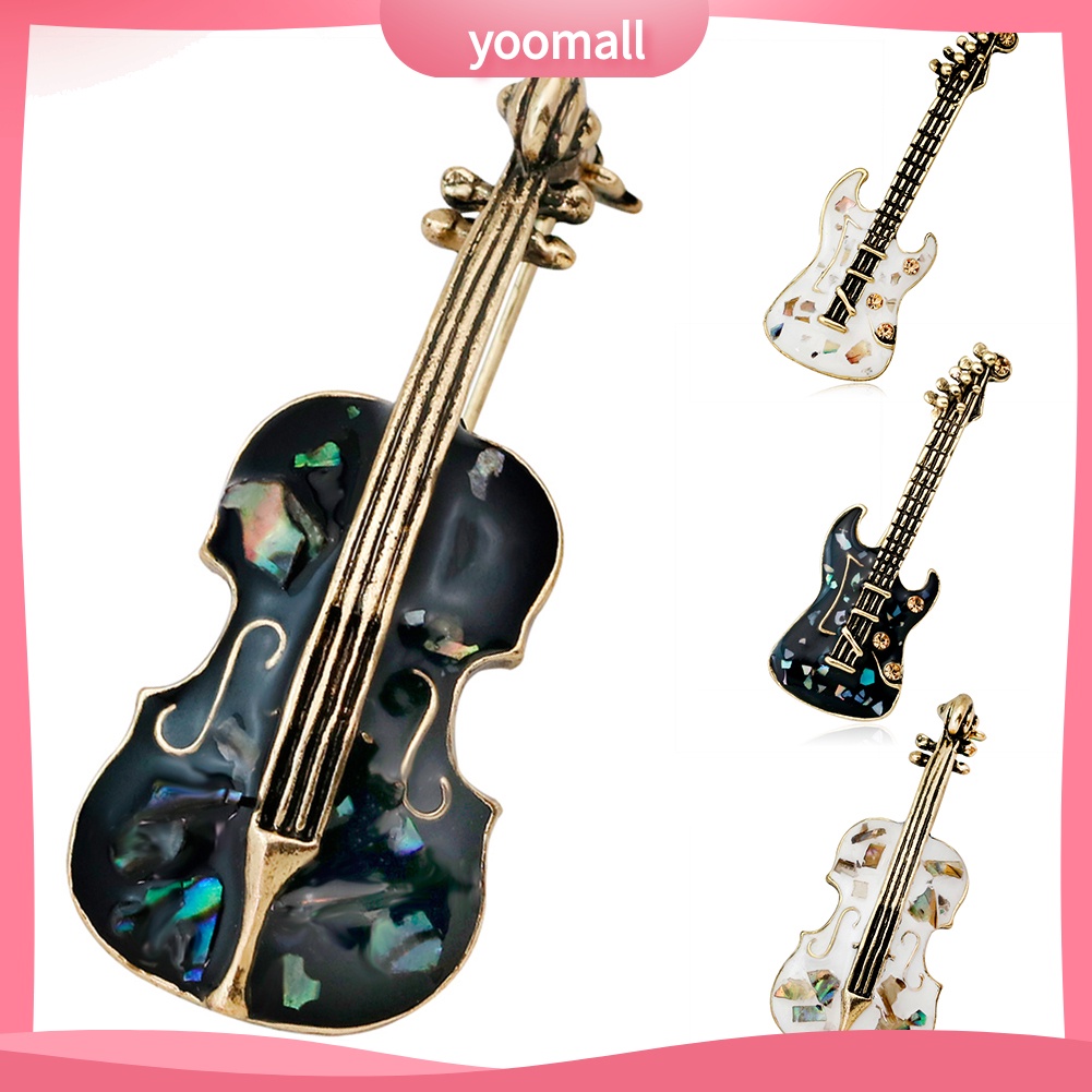 Ghim Cài Áo Hình Đàn Guitar Đính Đá Phong Cách Vintage