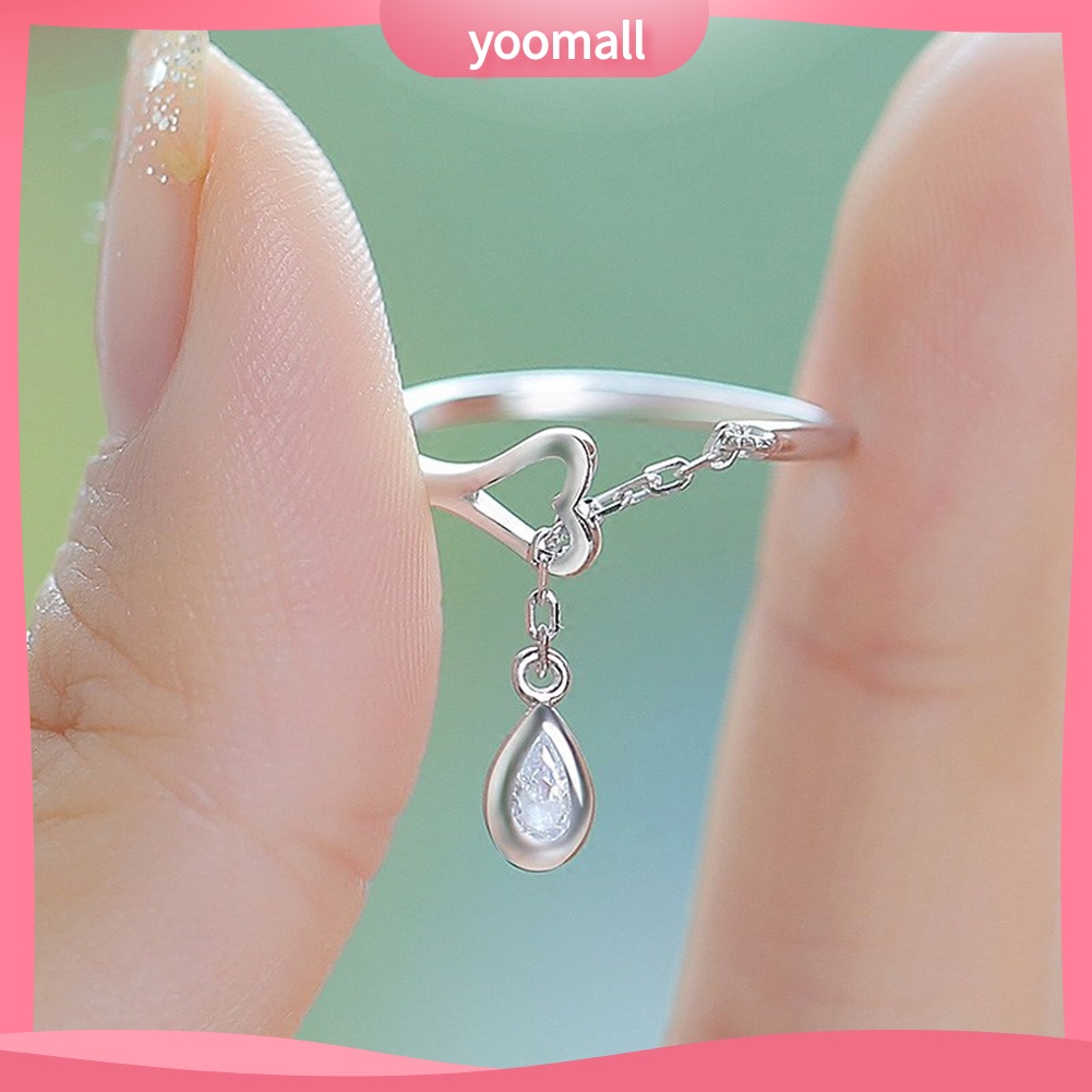 Nhẫn Hở Hình Trái Tim Phối Dây Xích Dễ Điều Chỉnh