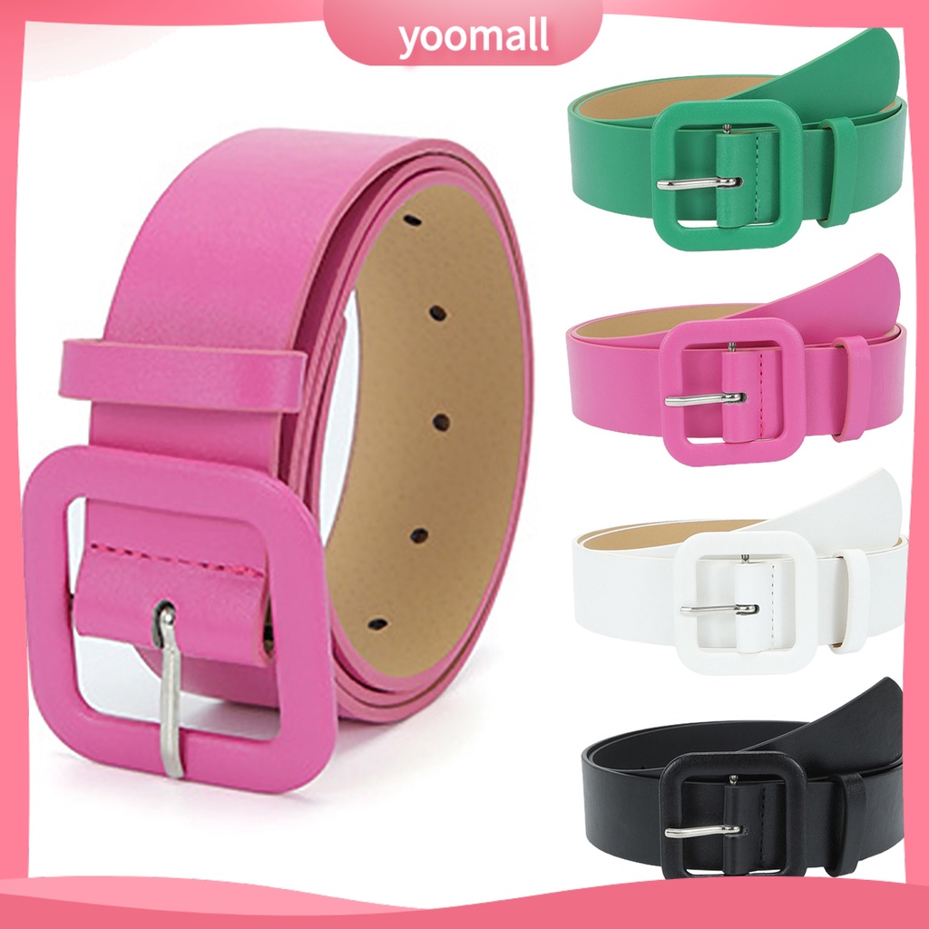 Thắt Lưng Giả Da Bản Rộng Dày Dặn Màu Trơn Chống Vỡ Có Thể Điều Chỉnh Trang Trí Quần Áo Cho Nữ