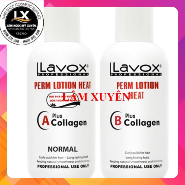 Kem uốn nóng collagen Lavox 500ml cặp A B màu trắng / thuốc siêu mạnh tạo sóng căng mềm bóng mượt giữ lọn lâu.