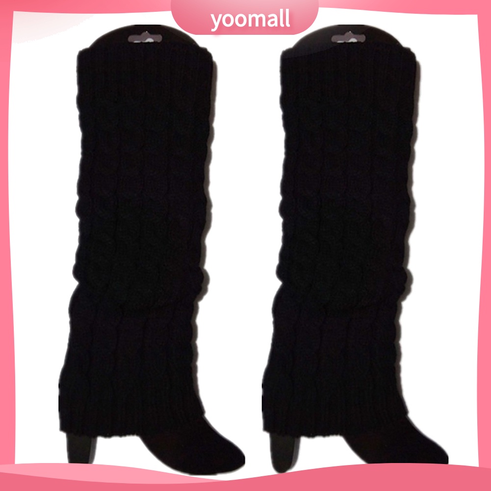 [YM] Vớ Dệt Kim Dài Màu Trơn Giữ Ấm Chân Vào Mùa Đông Cho Nữ