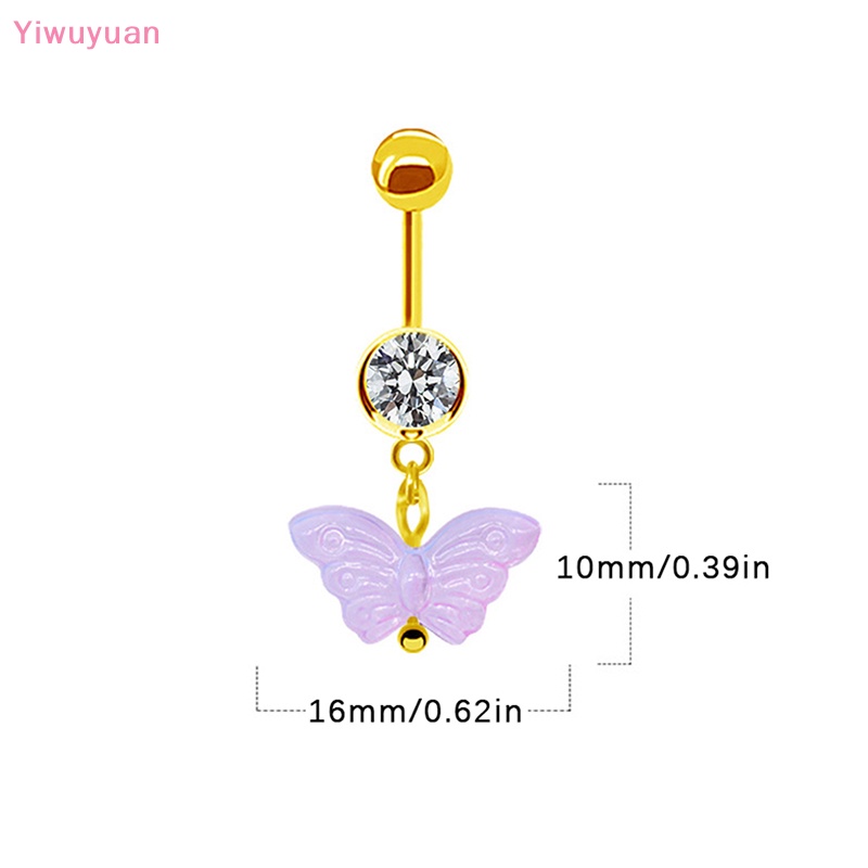 Khuyên Rốn Hình Bướm Đính Đá Bằng Thép Không Gỉ Mới