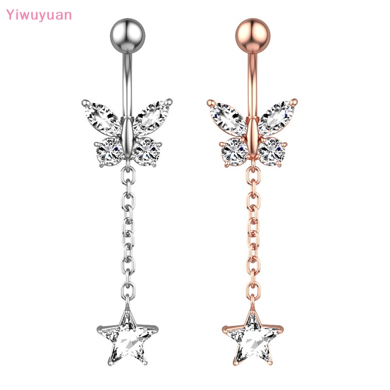 Khuyên Rốn Đính Đá Zircon Hình Bướm Thời Trang Cho Nữ