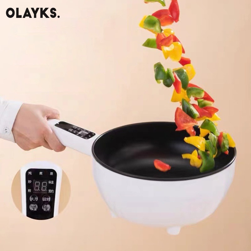 Nồi lẩu điện mini olayks Chảo điện gia dụng đa năng tích hợp chảo thông minh nấu ký túc xá Nồi lẩu điện nồi nấu điện