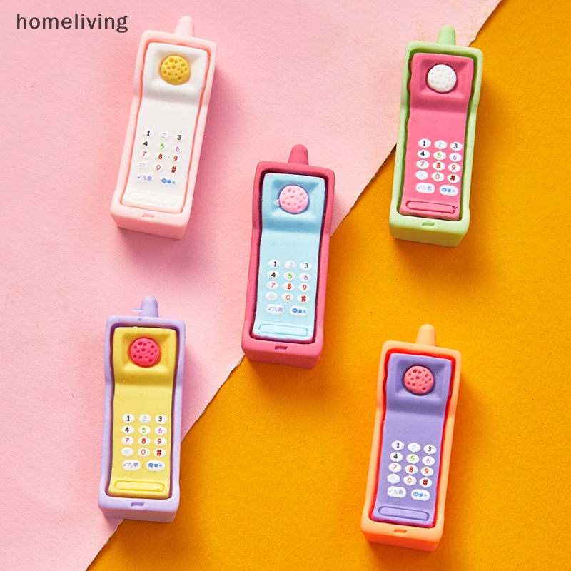 Set 2 Mô Hình Điện Thoại Di Động Mini Trang Trí Nhà Búp Bê Phong Cách Retro