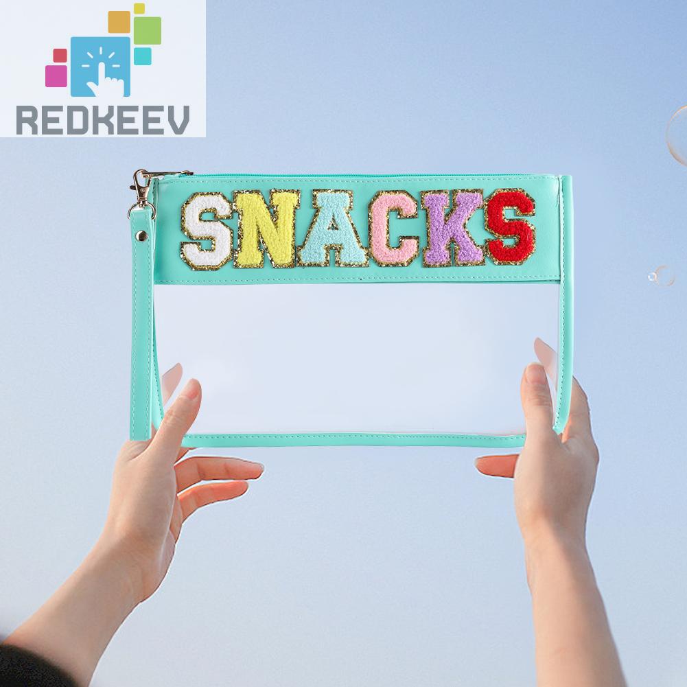 Túi Đựng Mỹ Phẩm Bằng PVC Chenille Trong Suốt In Chữ Có Khóa Kéo Tiện Dụng Mang Theo Du Lịch