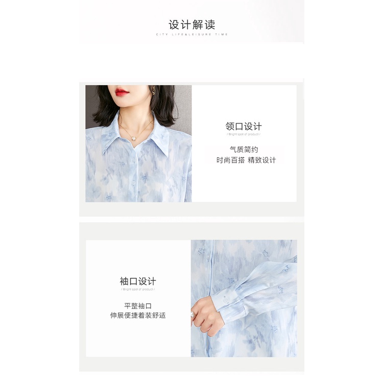 Áo Sơ Mi Chiffon Tay Dài Dáng Rộng In Hoa Màu Sắc Đơn Giản Thời Trang Mùa Thu Cao Cấp Cho Nữ