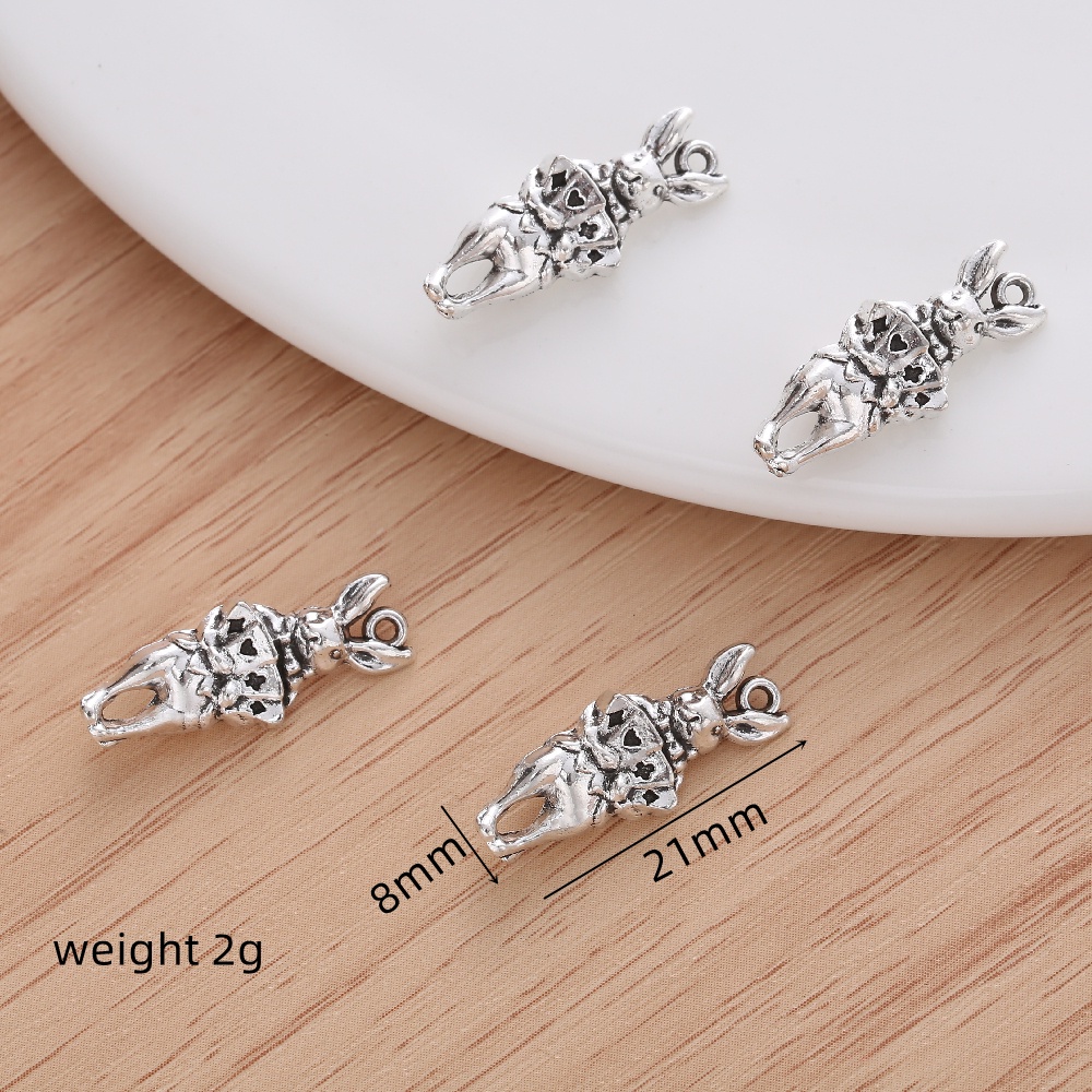 Set 10 Mặt Vòng cổ Hình Thỏ Bằng Hợp Kim Bạc Phong Cách Vintage Thời Trang Cho Nữ