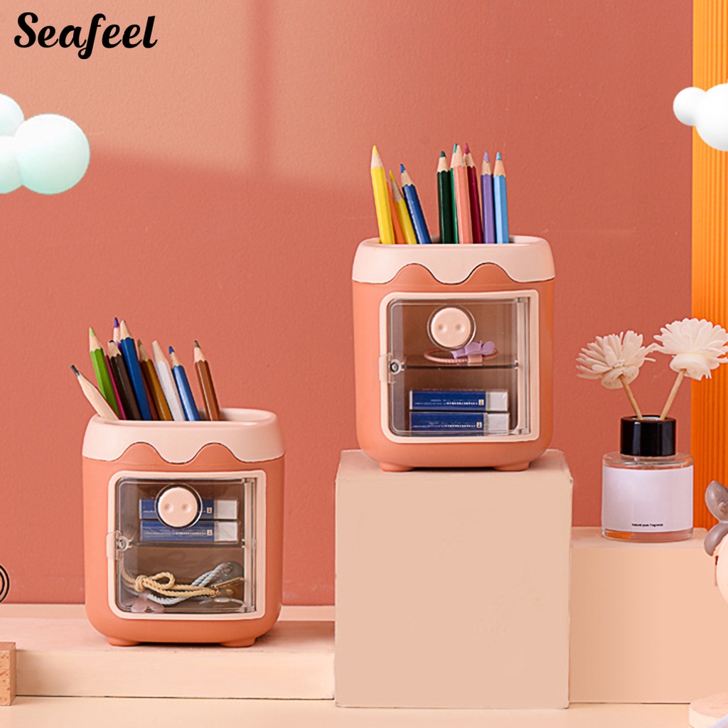 Giá Đỡ Bút Viết Họa Tiết Hoạt Hình Dễ Thương Sức Chứa Lớn Đa Năng