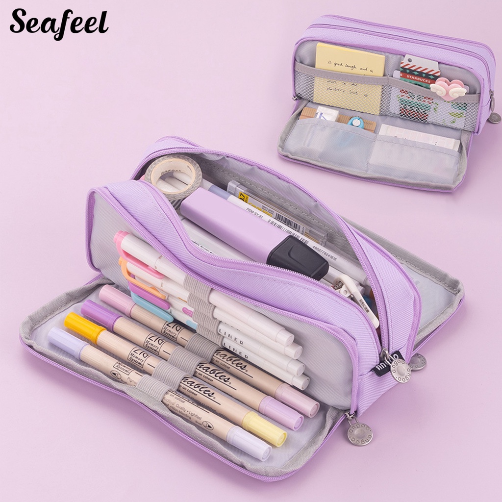 Túi Đựng Bút Màu Trơn Đa Năng Sức Chứa Lớn Tiện Dụng Cho Trường Học